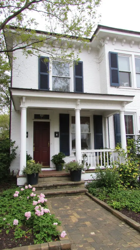 charming white brick facades