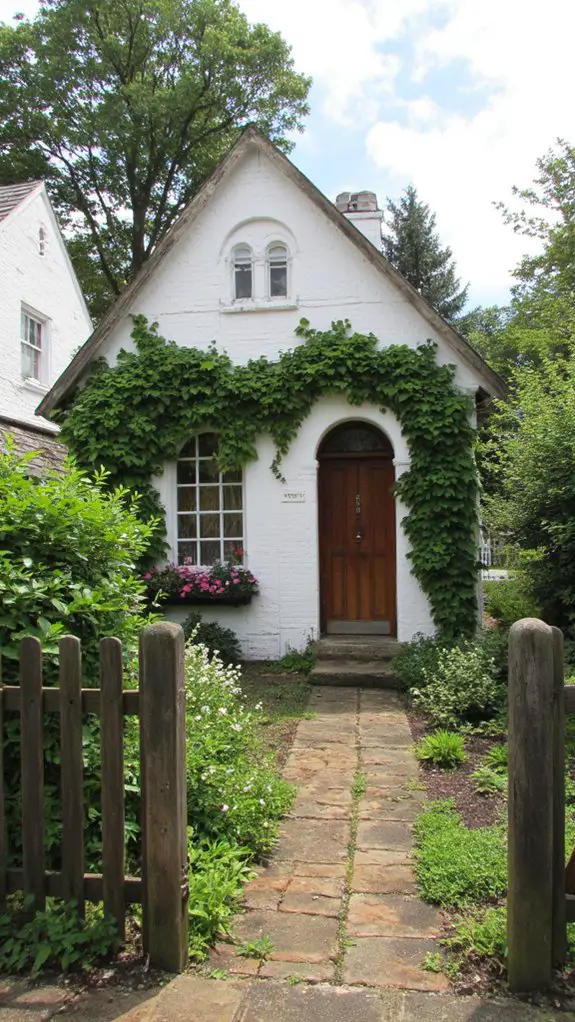 charming white cottage entrance