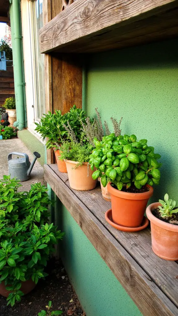 charming wooden herb shelves