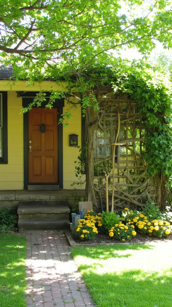 charming wooden trellises enhance gardens