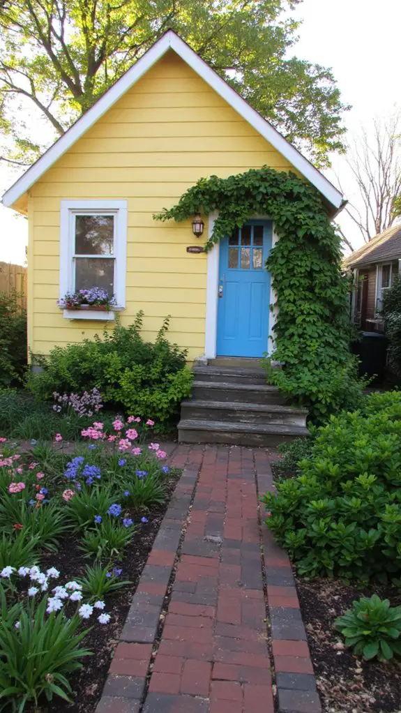 charming yellow blue cottage