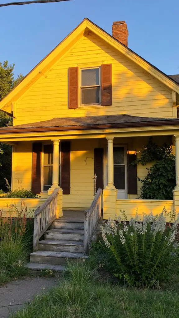 charming yellow farmhouse contrast