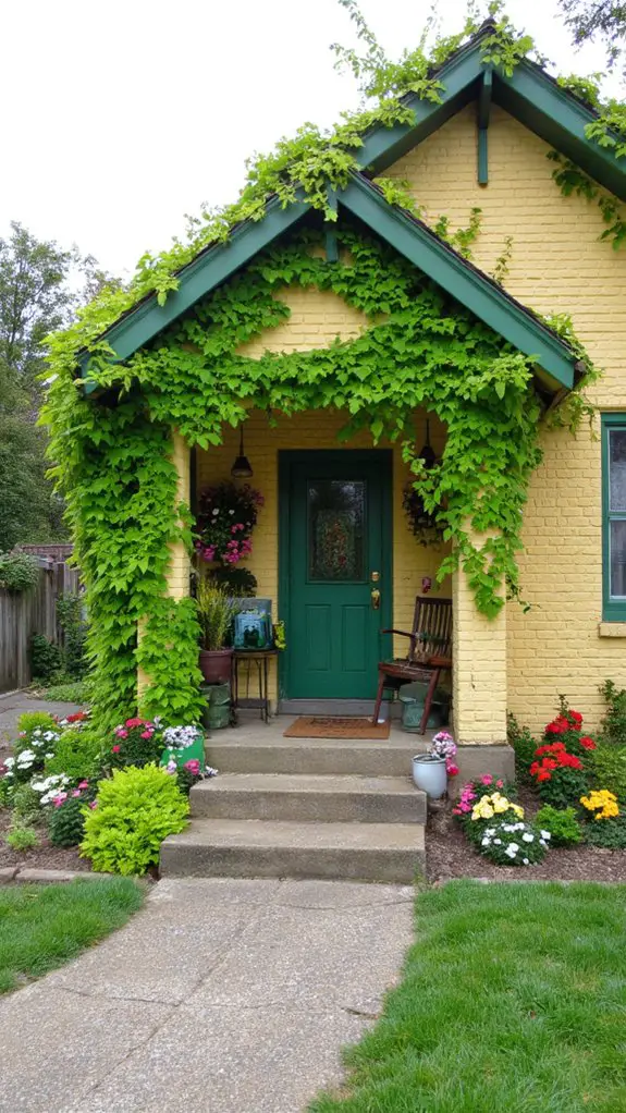 charming yellow house entrance