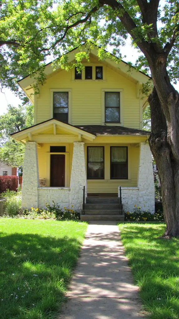 charming yellow house pillars