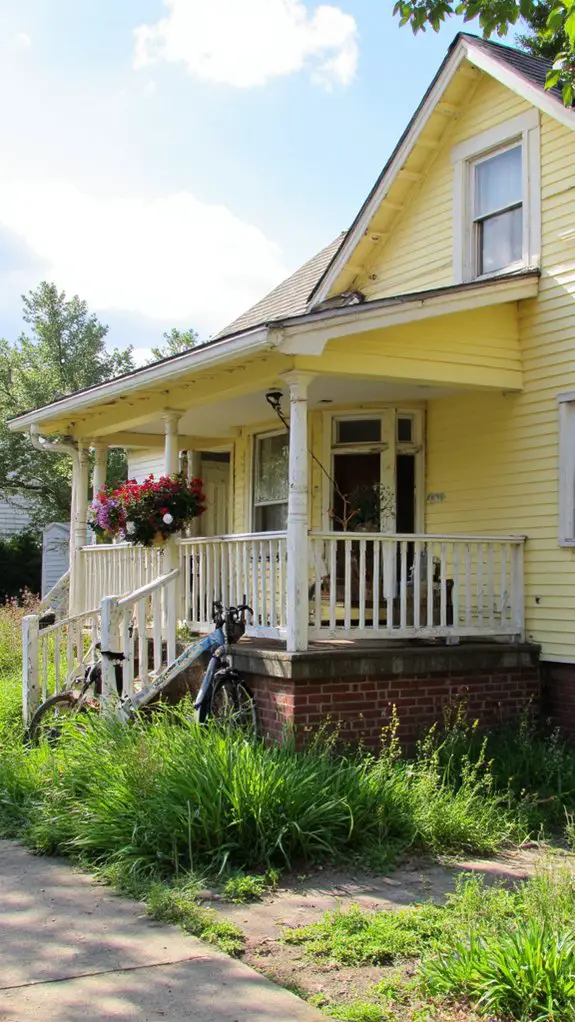 charming yellow house porch