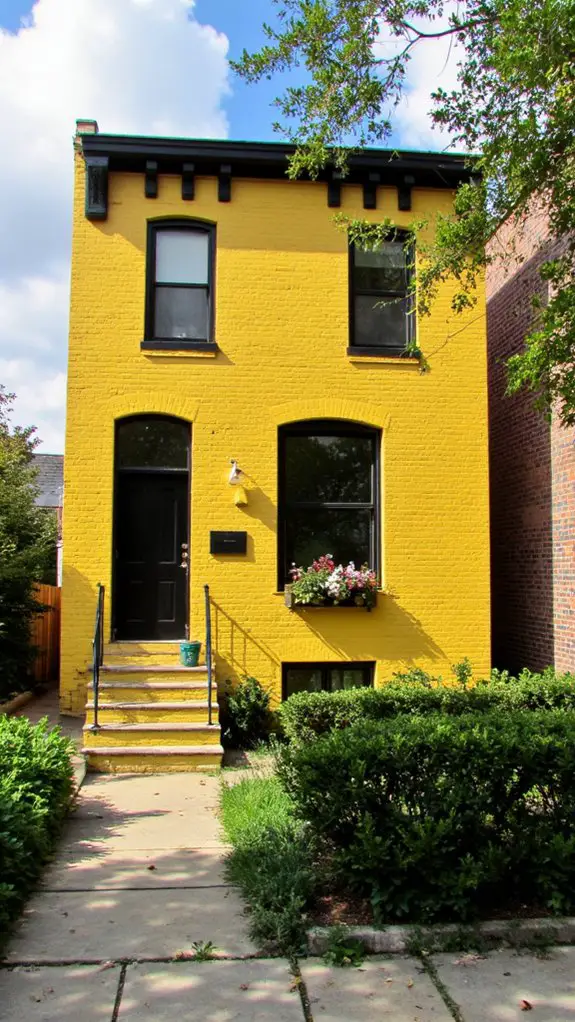 charming yellow row house