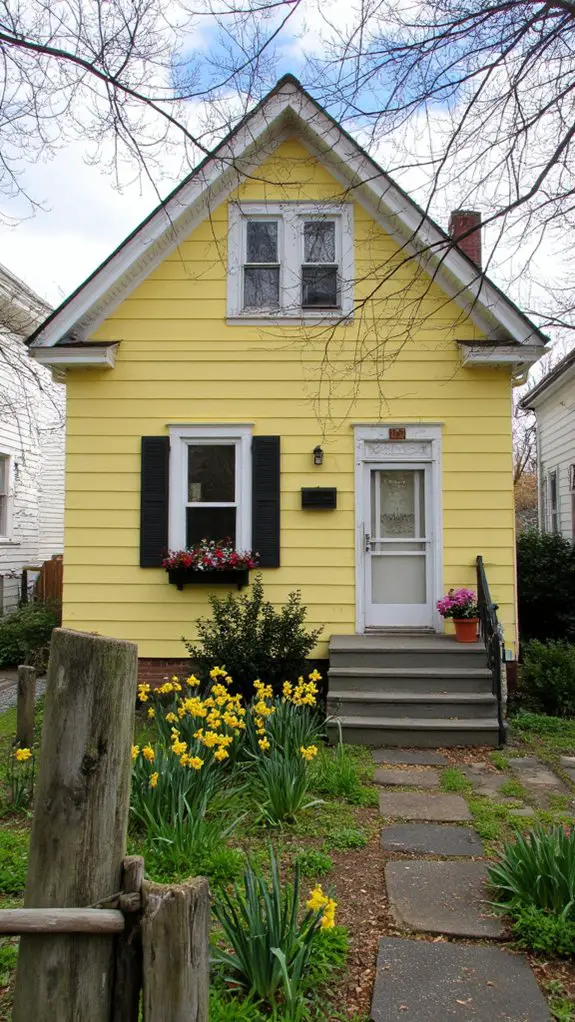 cheerful coastal yellow home