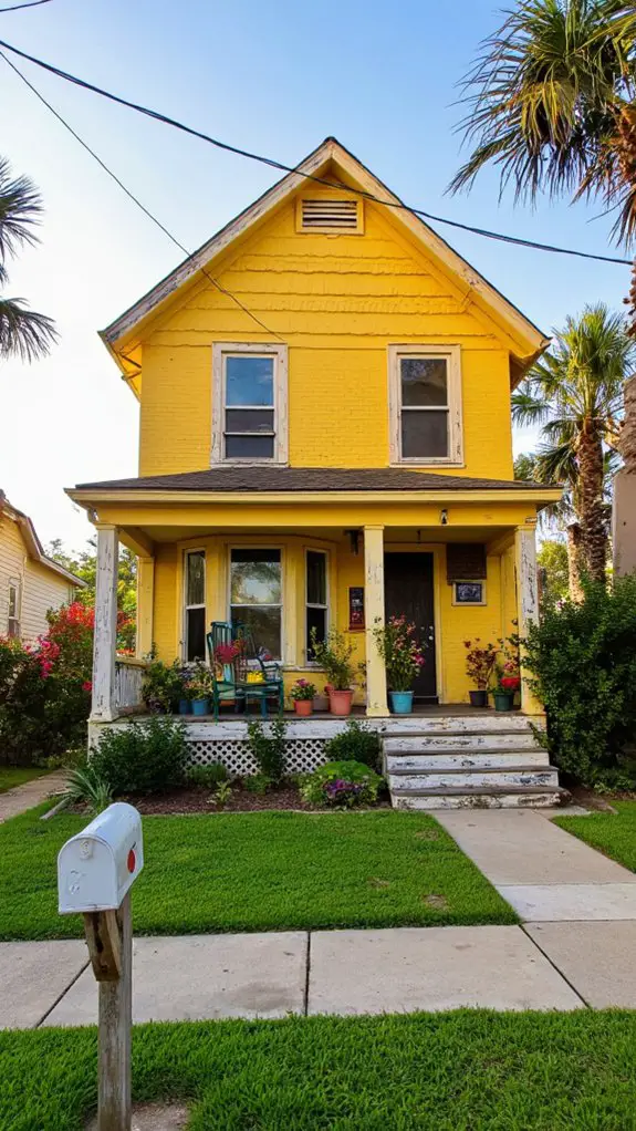 cheerful coastal yellow home