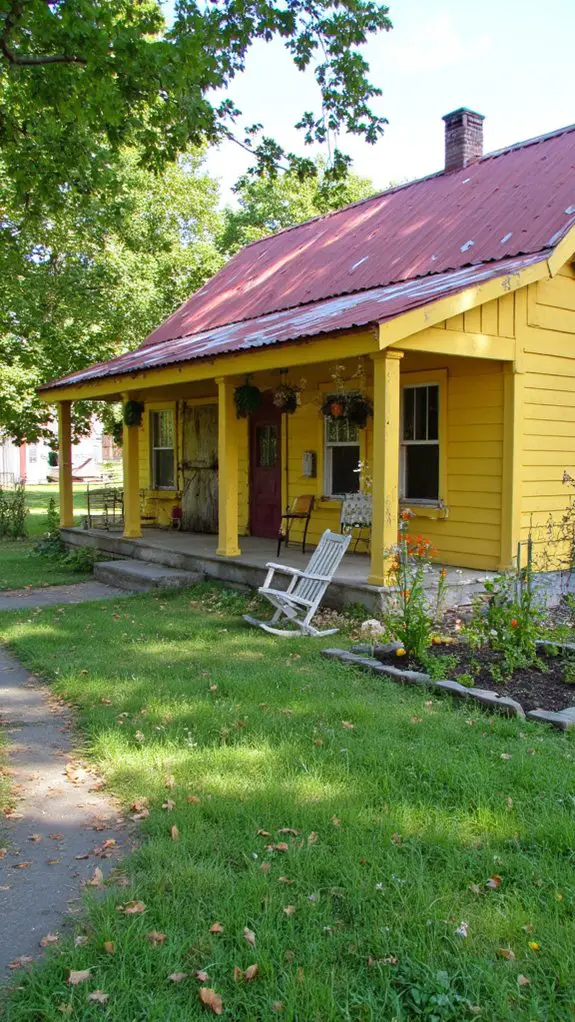 cheerful rustic yellow home