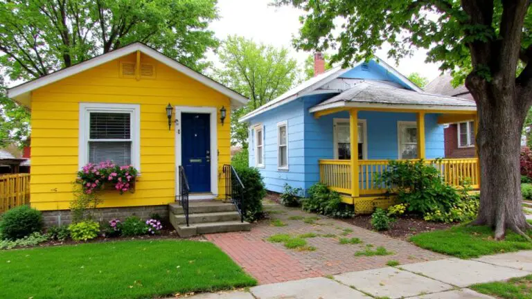 cheerful yellow and blue exteriors