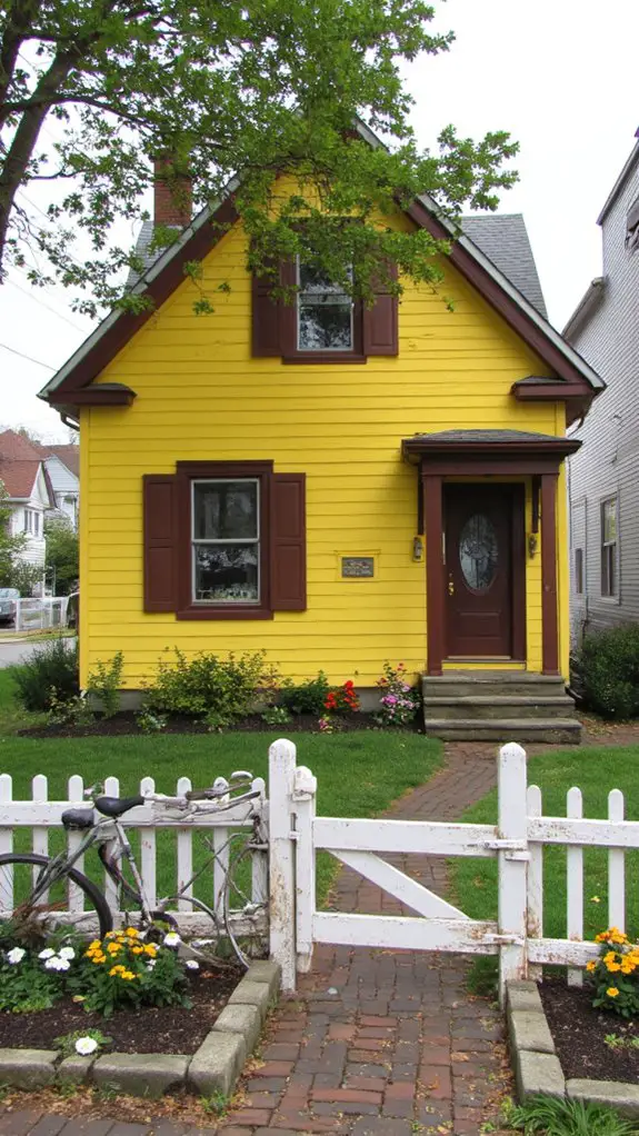 cheerful yellow brown trim