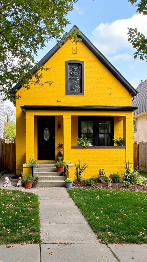 cheerful yellow ranch home