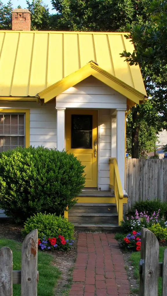 cheerful yellow roof exterior