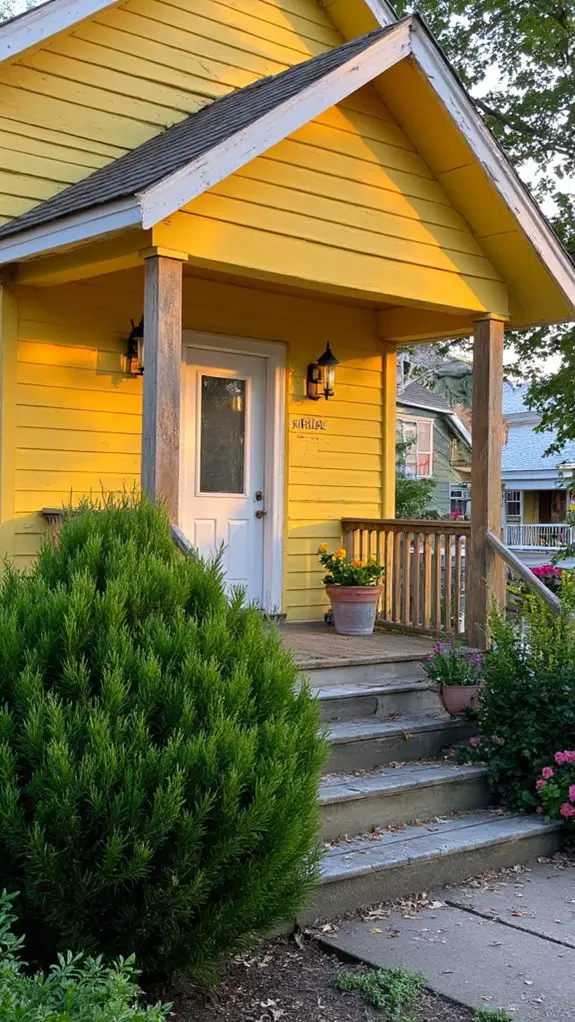 cheerful yellow shiplap house