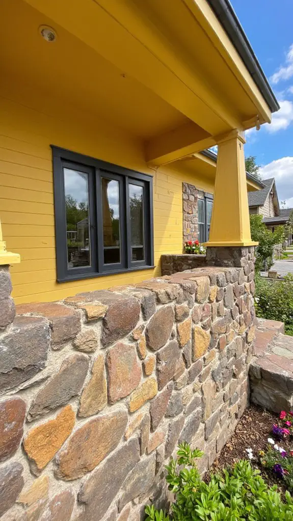 cheerful yellow stone facade