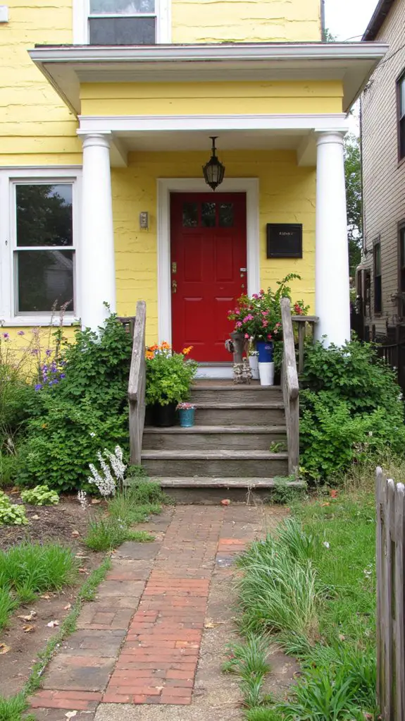 cheerful yellow striking red