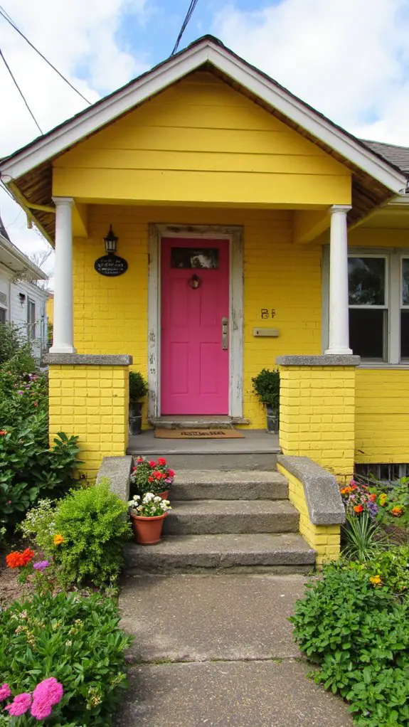 cheerful yellow with pink
