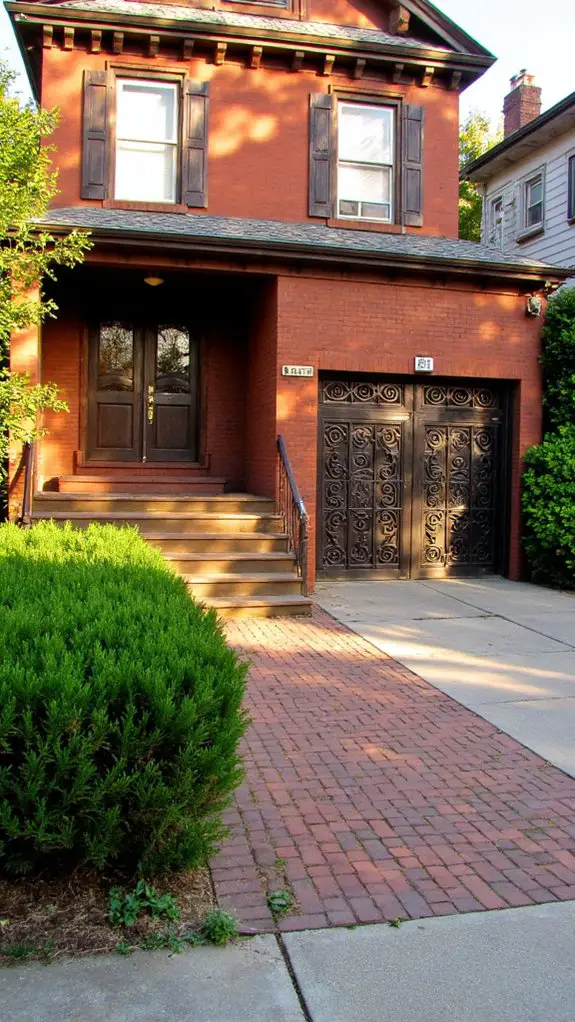chestnut brown ironwork doors