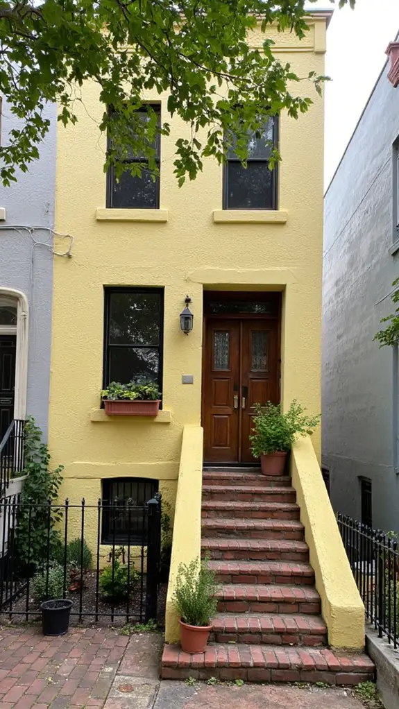 chic light yellow townhouse oasis