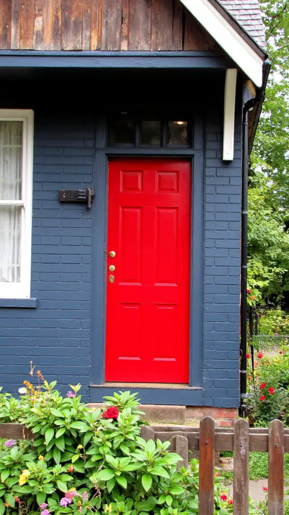 chic slate blue glossy red