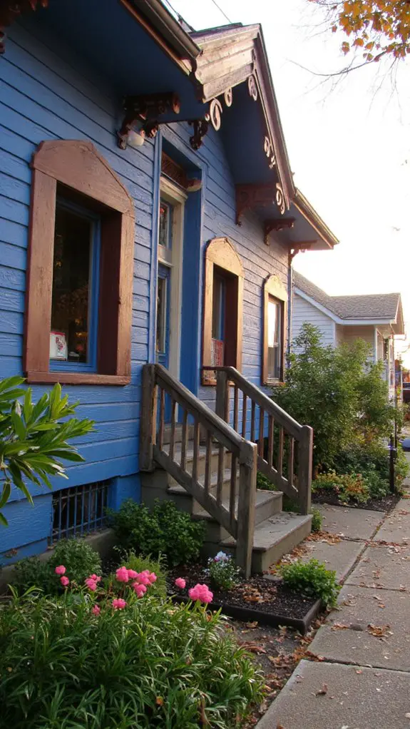 chocolate brown blue trim