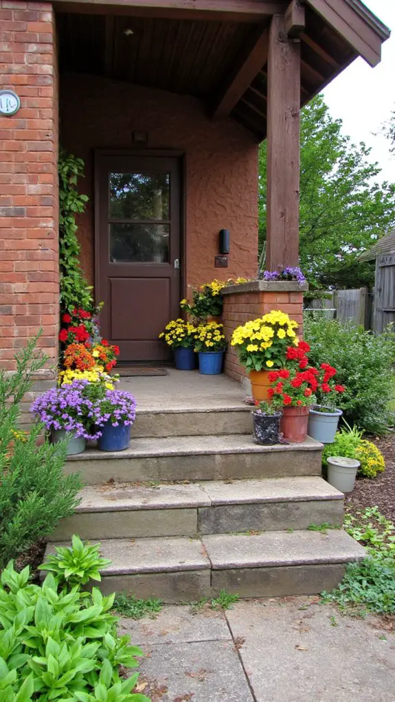 colorful annuals in containers