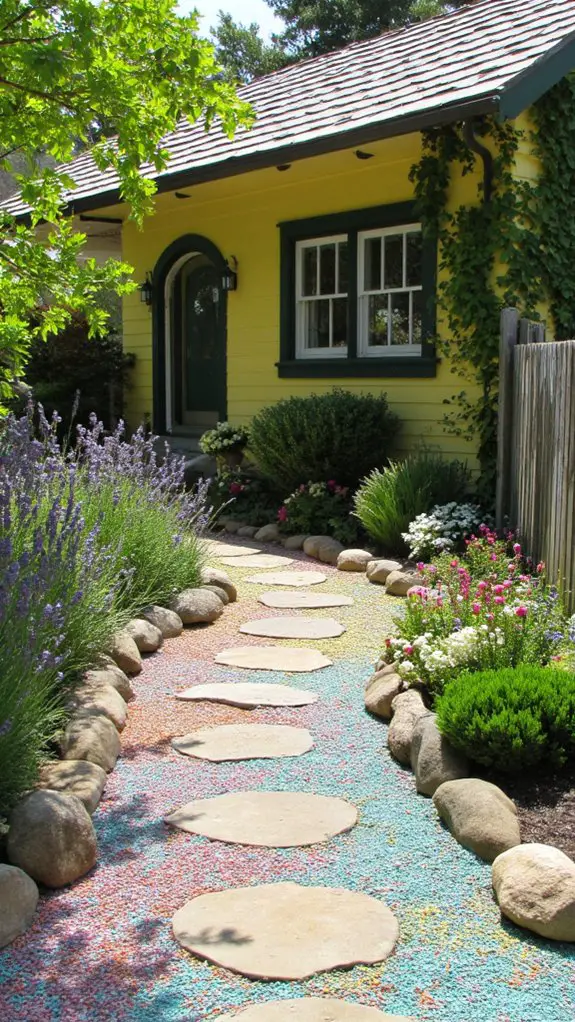 colorful gravel garden pathways