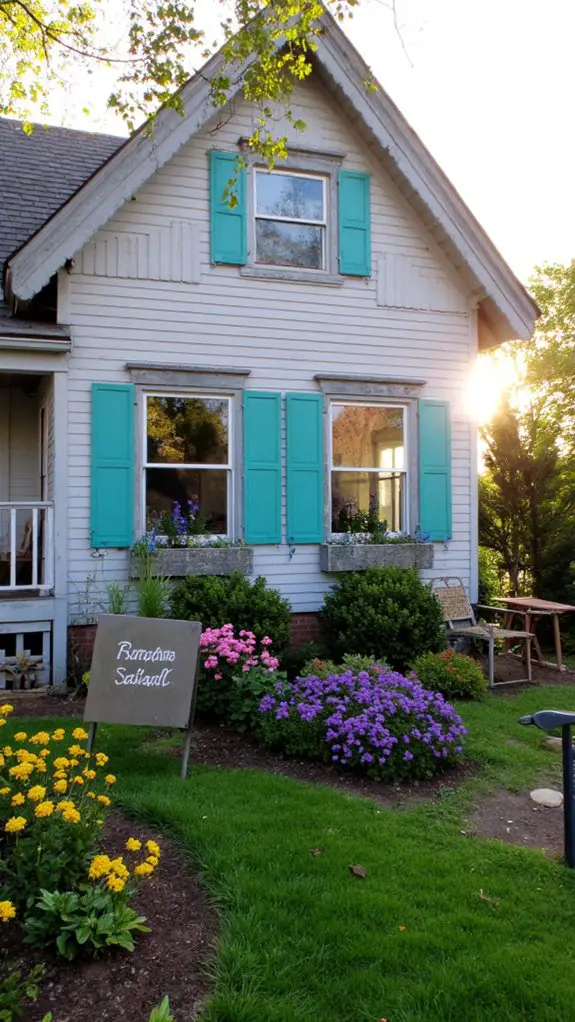 colorful shutters enhance landscaping