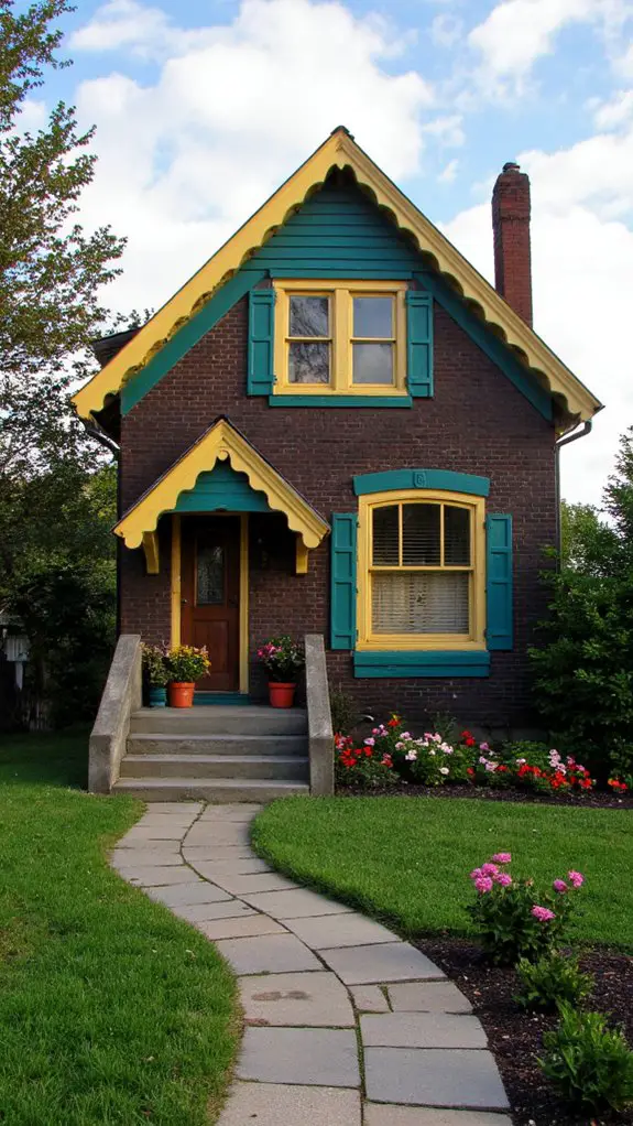 colorful trim on brick
