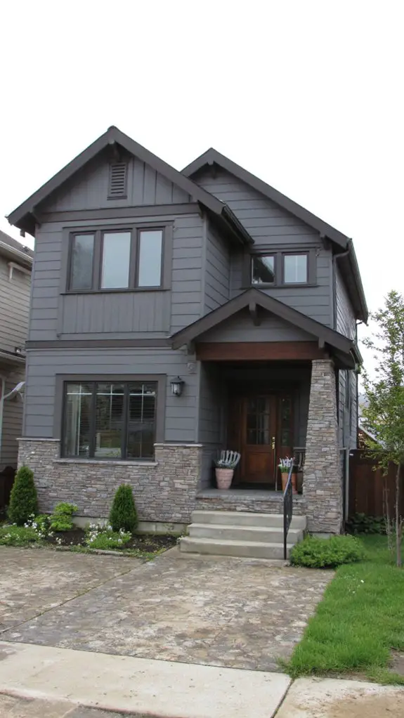 contemporary gray stone home