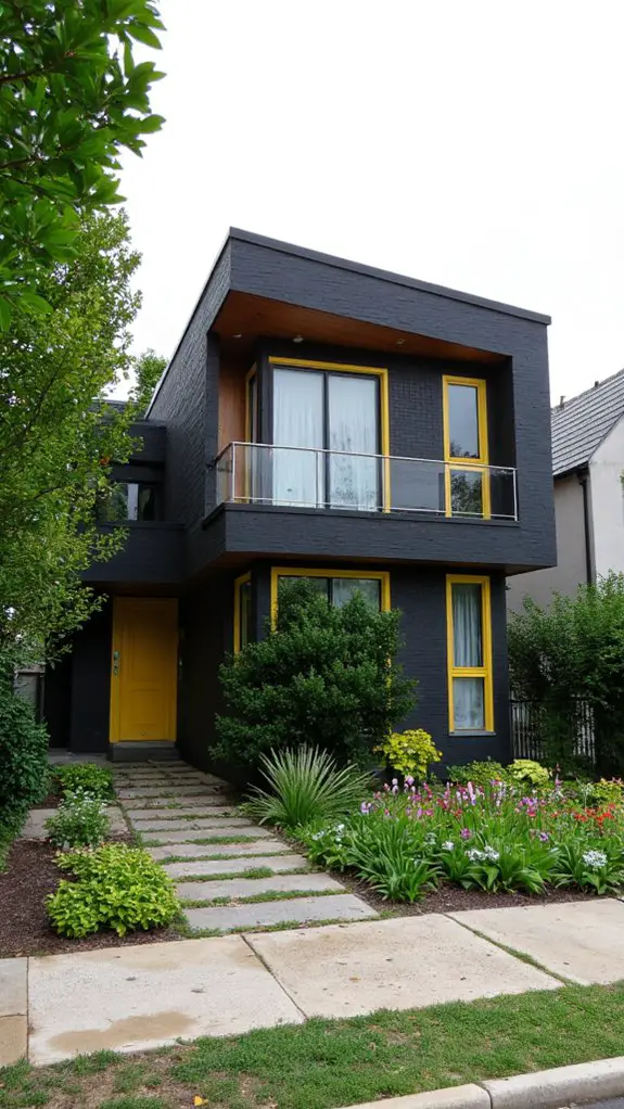 contemporary villa with yellow highlights