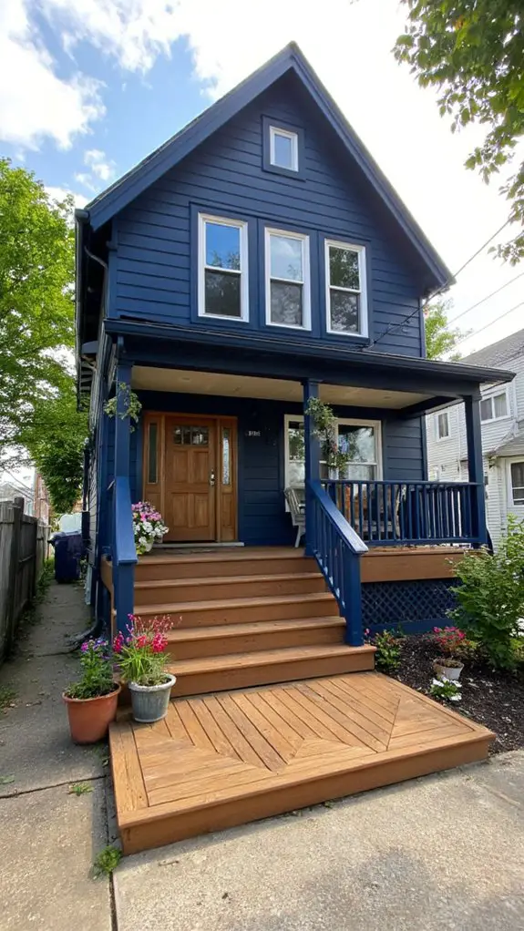 contrasting wood and navy