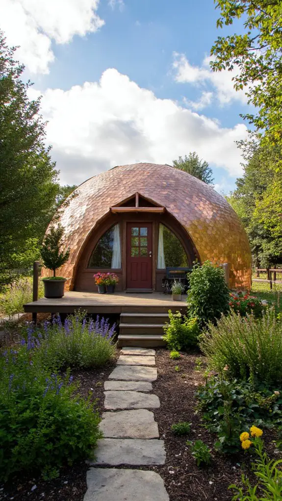 copper accented geodesic dome