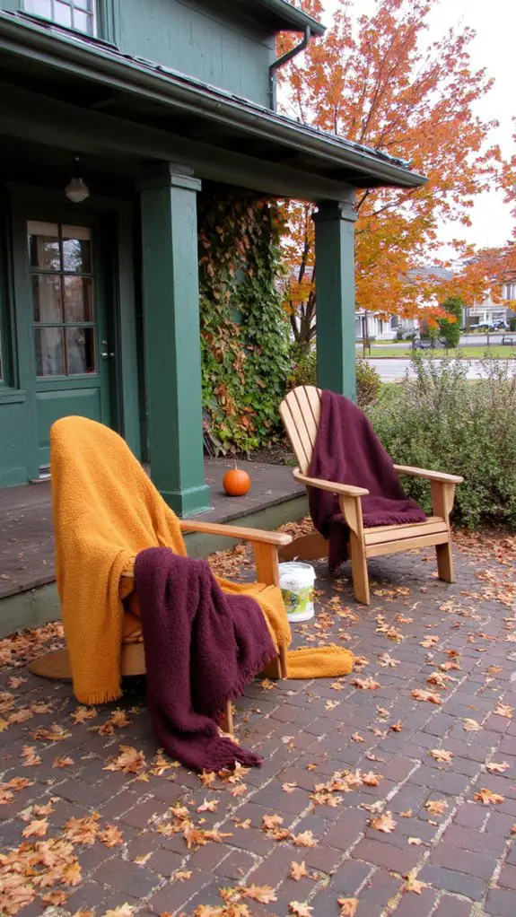 cozy adirondack chairs outdoors