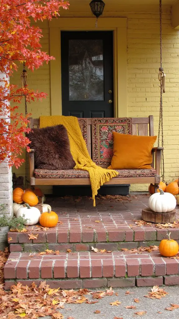 cozy autumn porch swing