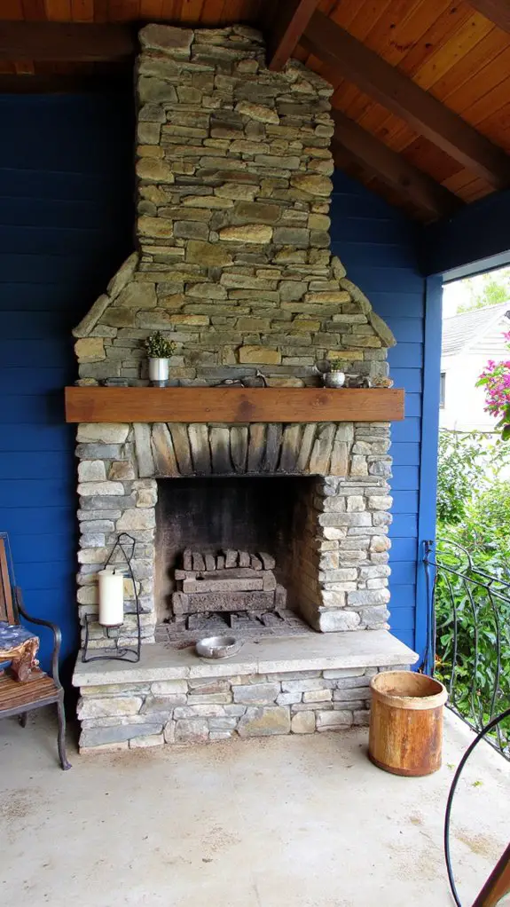 cozy blue stone fireplaces