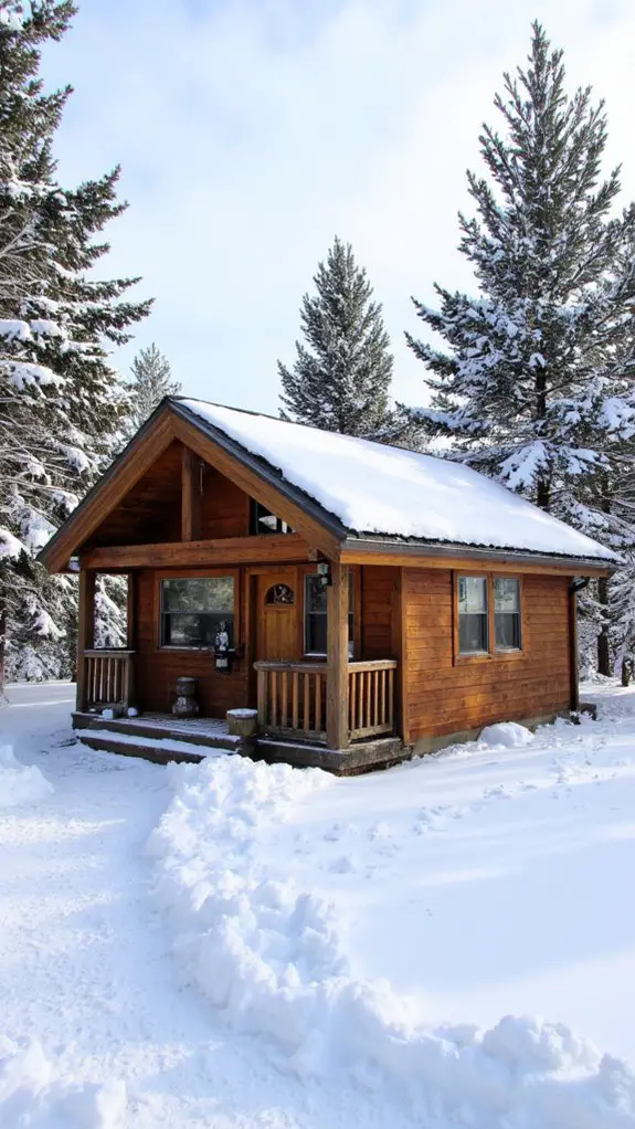cozy chalet in snow