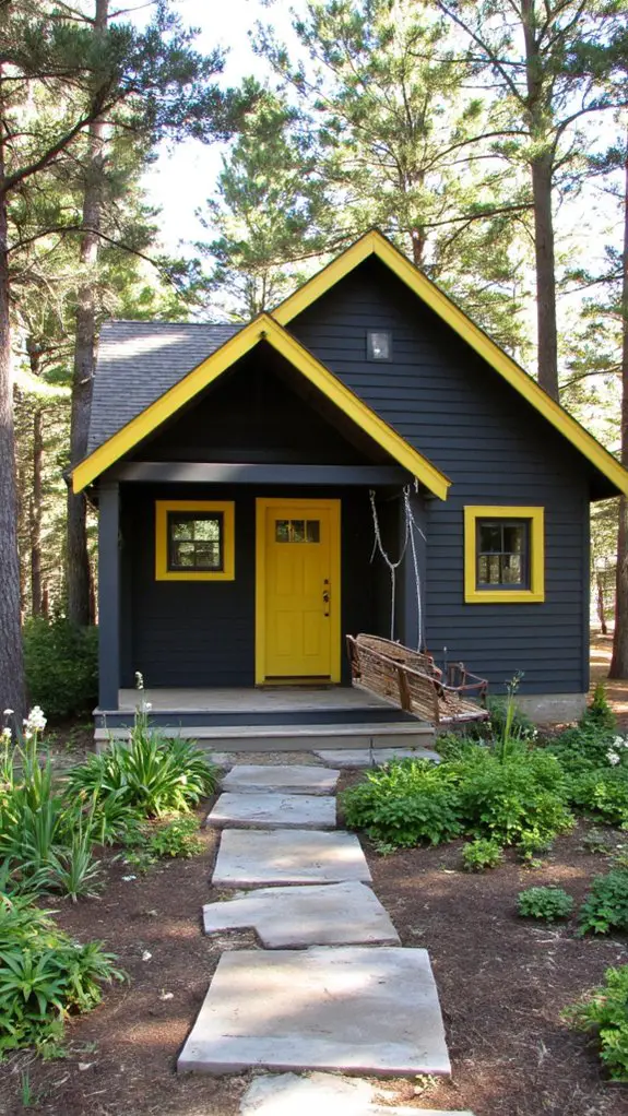 cozy charcoal yellow cabin retreat