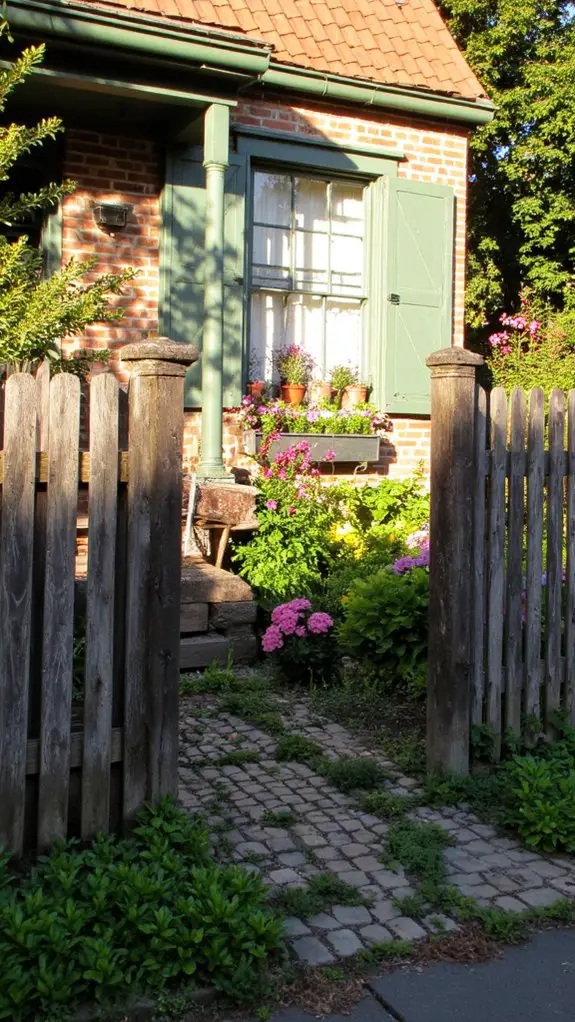 cozy cottage with sage shutters