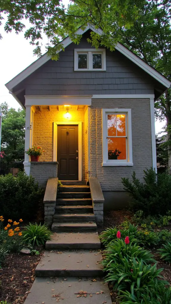 cozy gray and yellow lighting