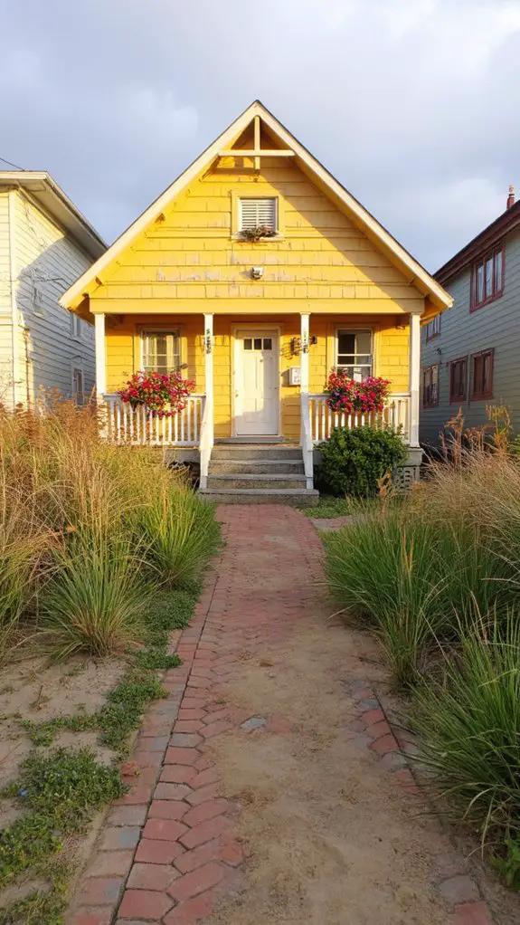 cozy mustard yellow beach house