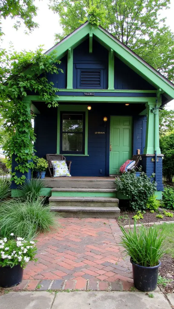 cozy navy and green retreat