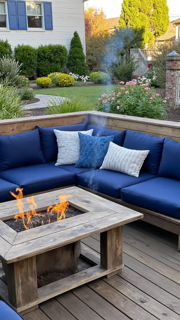 cozy navy blue fire pit