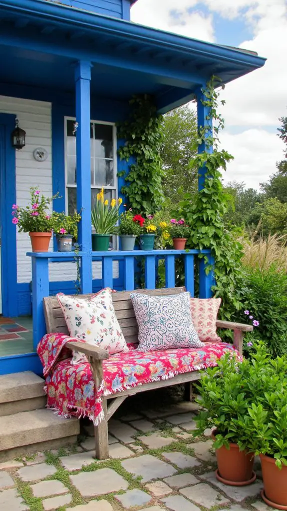 cozy outdoor fabric accents