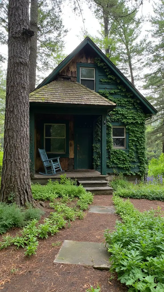 cozy rustic green cabin