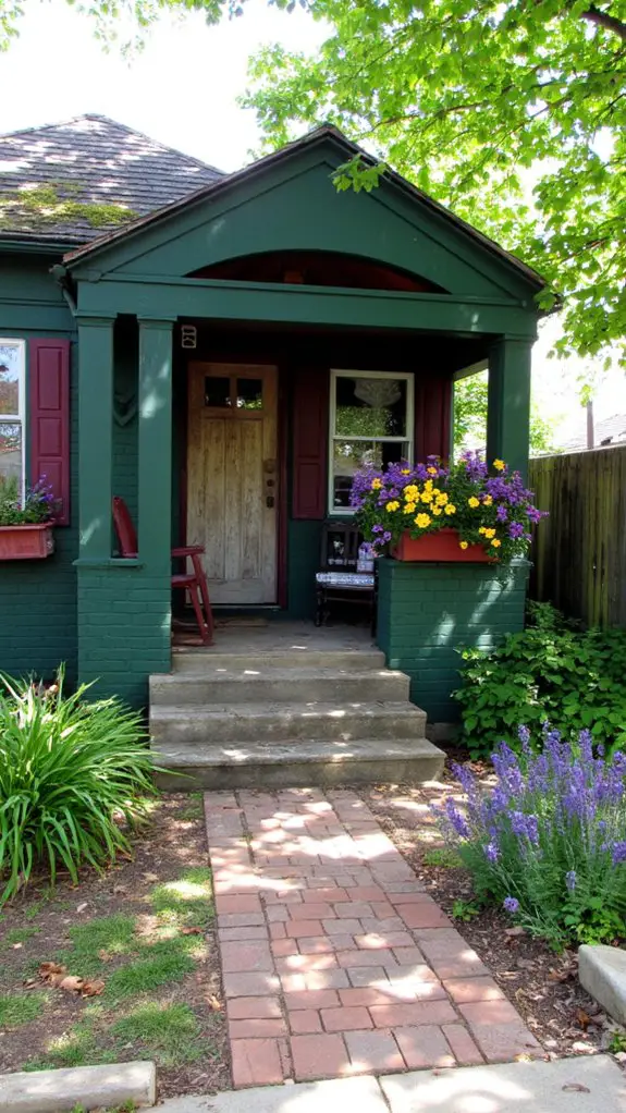 cozy rustic green cottage