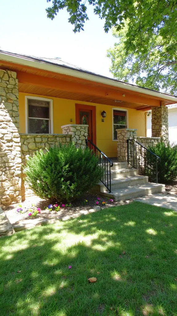 cozy yellow stone home