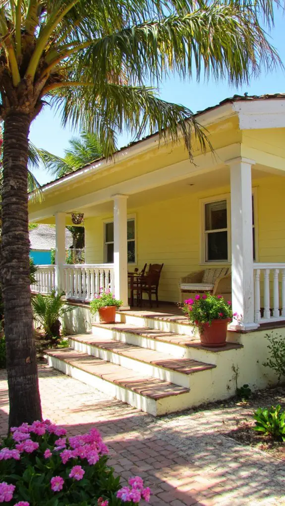 creamy yellow tropical villa