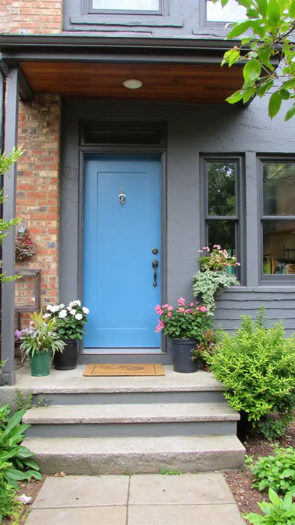 crisp blue door contrast