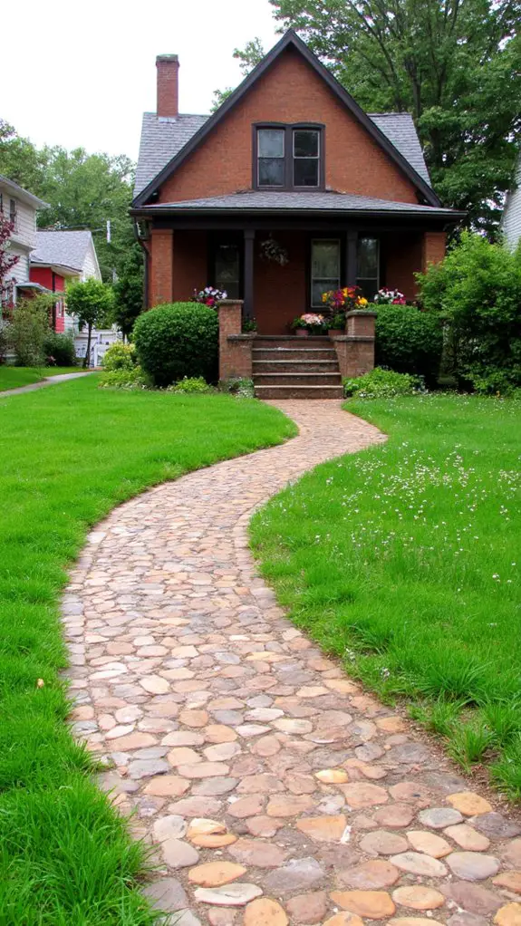 curved paver garden pathway